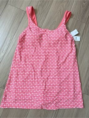 Lands End Womens Swim Dress with interior Shorts Tank Dress Coral M sz 10-12 NWT